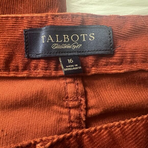 Talbot's Stretch Corduroy Straight Leg Pants 16 Burnt Orange Supersoft Career - Picture 7 of 9